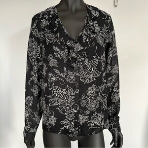 Vanity Fair VTG Elegant Black Sheer Blouse